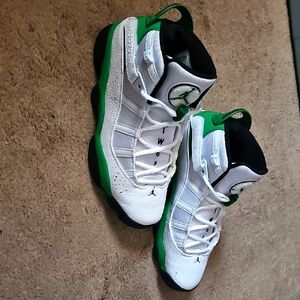 White and Green Basketball Shoes